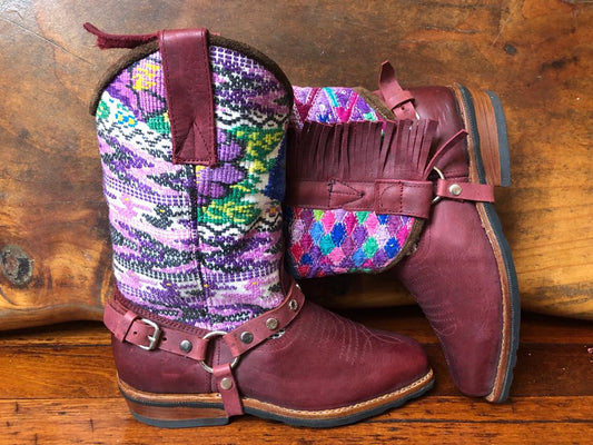 Size 38 Blunt-toe Cowgirl Bling Boots Purples and Pastels on Crimson