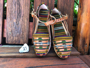 Size 31 Kid's Huarache Sandals - Mustard Rainbow