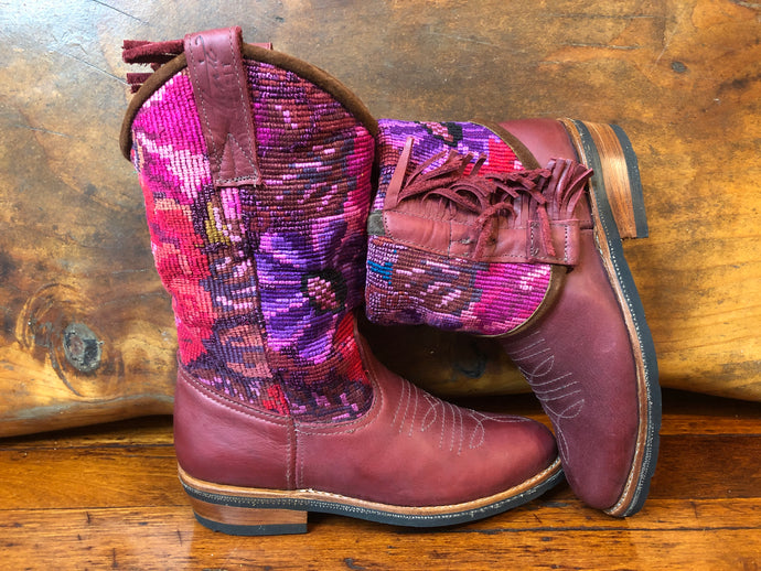Size 38 - Convertible Cowgirl Boots - Pink Flower Party