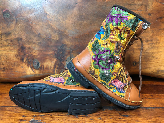 Size 38 Deluxe Desert Boots - Mustard Garden of Birds