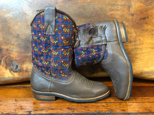 Size 39 - Convertible Cowgirl Boots - Golden Chickens on Denim