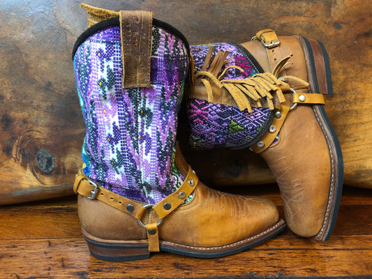 Size 40 Blunt-toe Cowgirl Bling Boots Purple