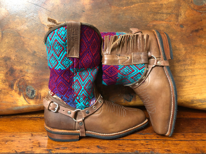 Size 41 Blunt-toe Cowgirl Bling Boots Turquoise, Red and Purple