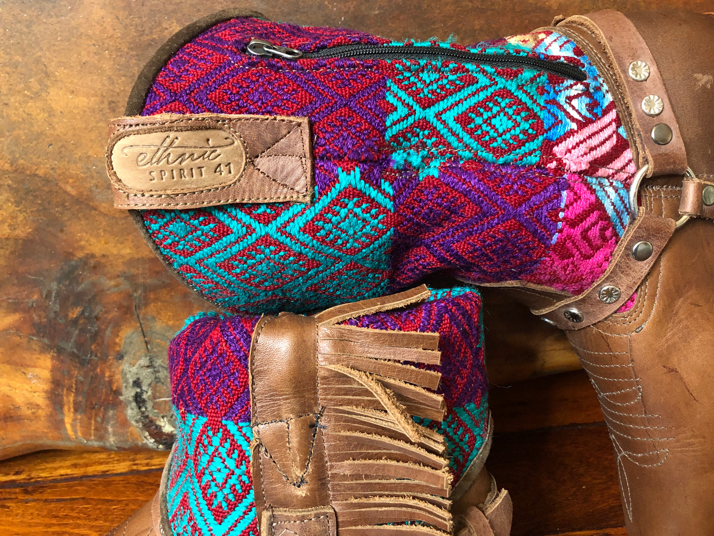 Size 41 Blunt-toe Cowgirl Bling Boots Turquoise, Red and Purple