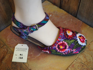 Size 41 Ballerina Sandals - White Flower on Purple