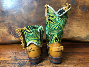 Size 42 Blunt-toe Cowgirl Bling Boots Green Garden
