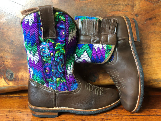 Size 43 - Convertible Cowgirl Boots - Purple, Green and Blue Zigzag