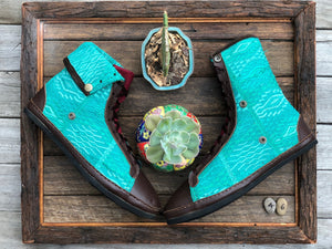 Size 46 - Fold down Desert Boots Aqua Embossed