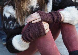 Dark Brown - Bolivian Alpaca Fingerless Gloves