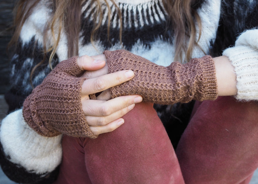 Light Brown - Bolivian Alpaca Fingerless Gloves