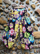 Load image into Gallery viewer, Flower genie pants with pockets - Black with Yellow