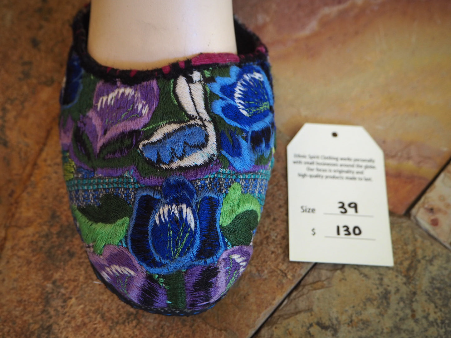 Size 39 Ballerina Sandals - Blue and Purple Flowers