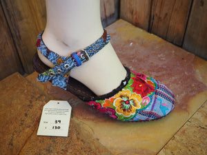 Size 39 Ballerina Sandals - Flowers on Blue