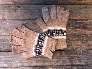 Speckled beige- Bolivian Double Alpaca Fingerless Gloves