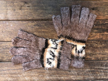 Load image into Gallery viewer, Speckled brown and white- Bolivian Double Alpaca Fingerless Gloves