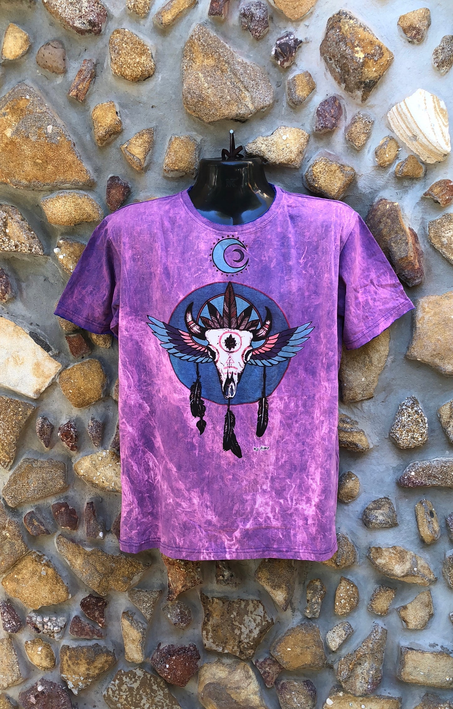 Large Funky Tee - Bull Totem - Pinky Purple