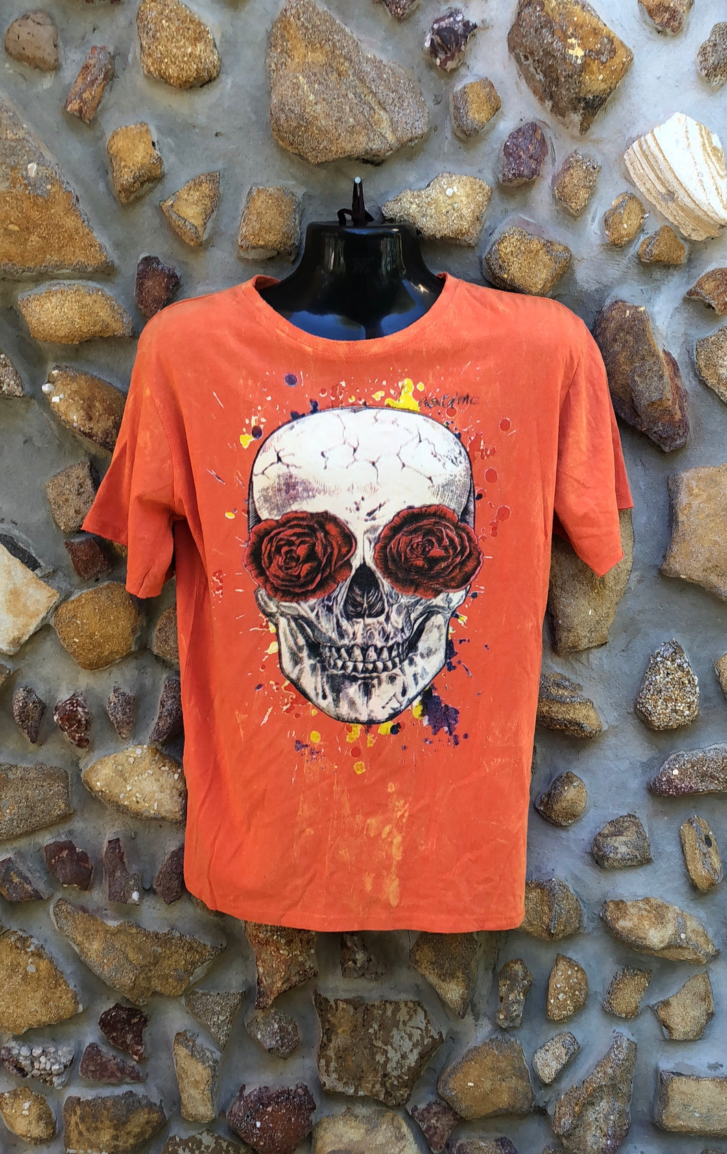 Large Funky Tee - Day of the Dead Skull - Orange