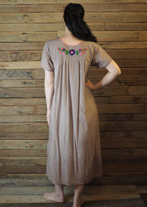 Long Frida Dress Taupe and Pink
