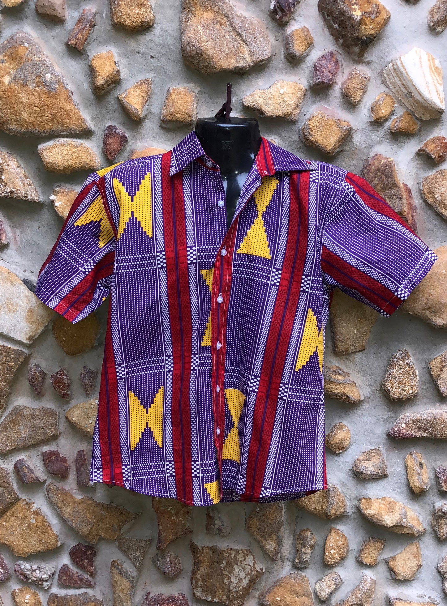 Medium Love Shirt Cotton - Purple, Yellow and Red African Print
