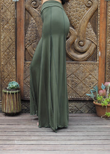 Palazzo Panelled Pants - Forest Green
