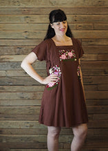 Load image into Gallery viewer, Pinafore Pocket Dress Chocolate and Pink