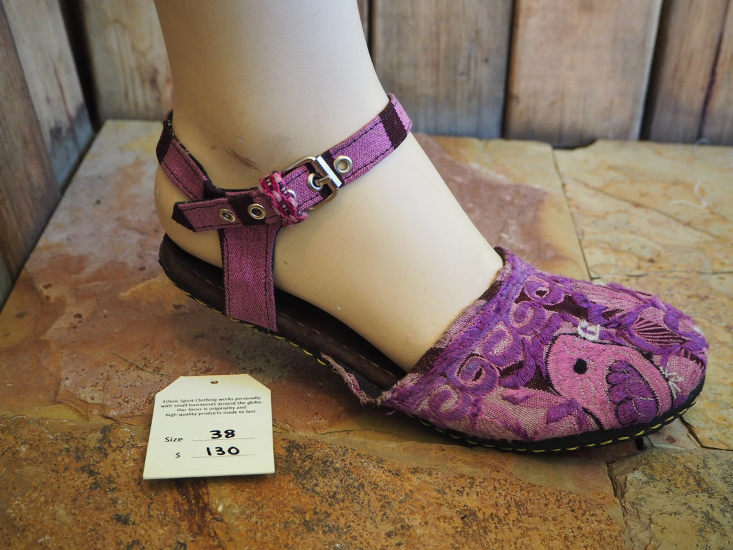Size 38 Ballerina Sandals - Purple Love Birds