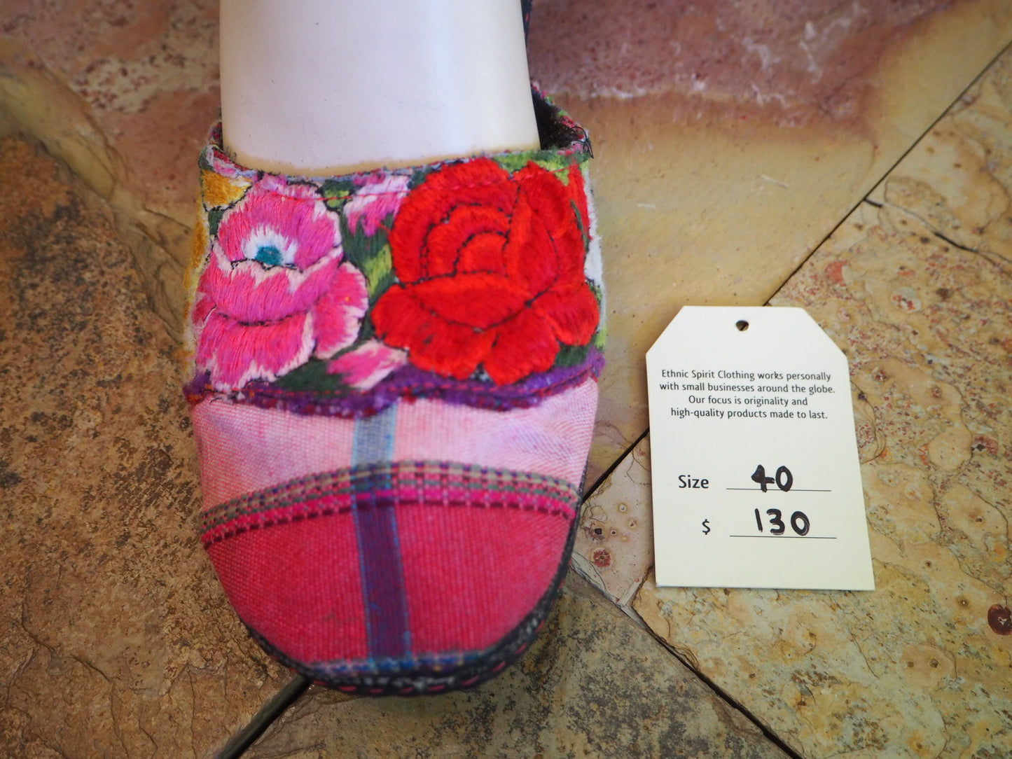 Size 40 Ballerina Sandals - Red and Pink Roses