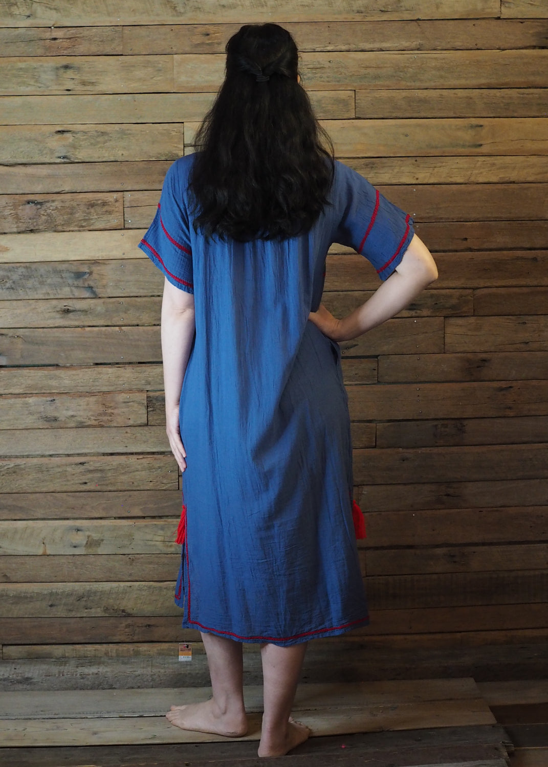 Romina Maxi Dress in Blue and Crimson