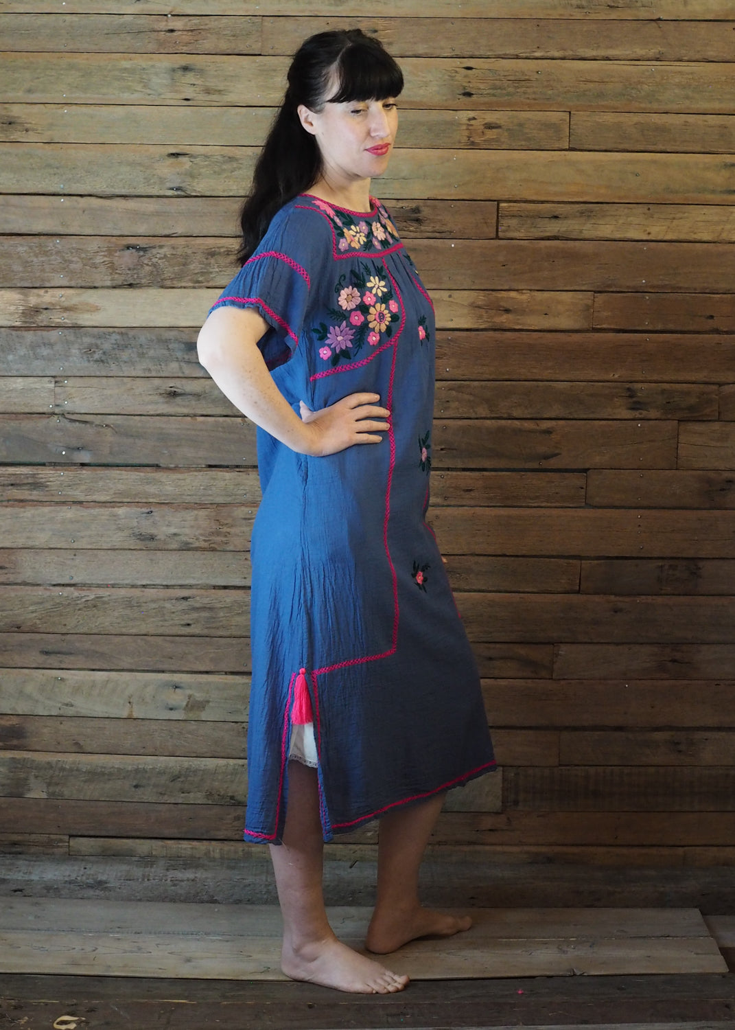 Romina Maxi Dress in Blue and Hot Pink