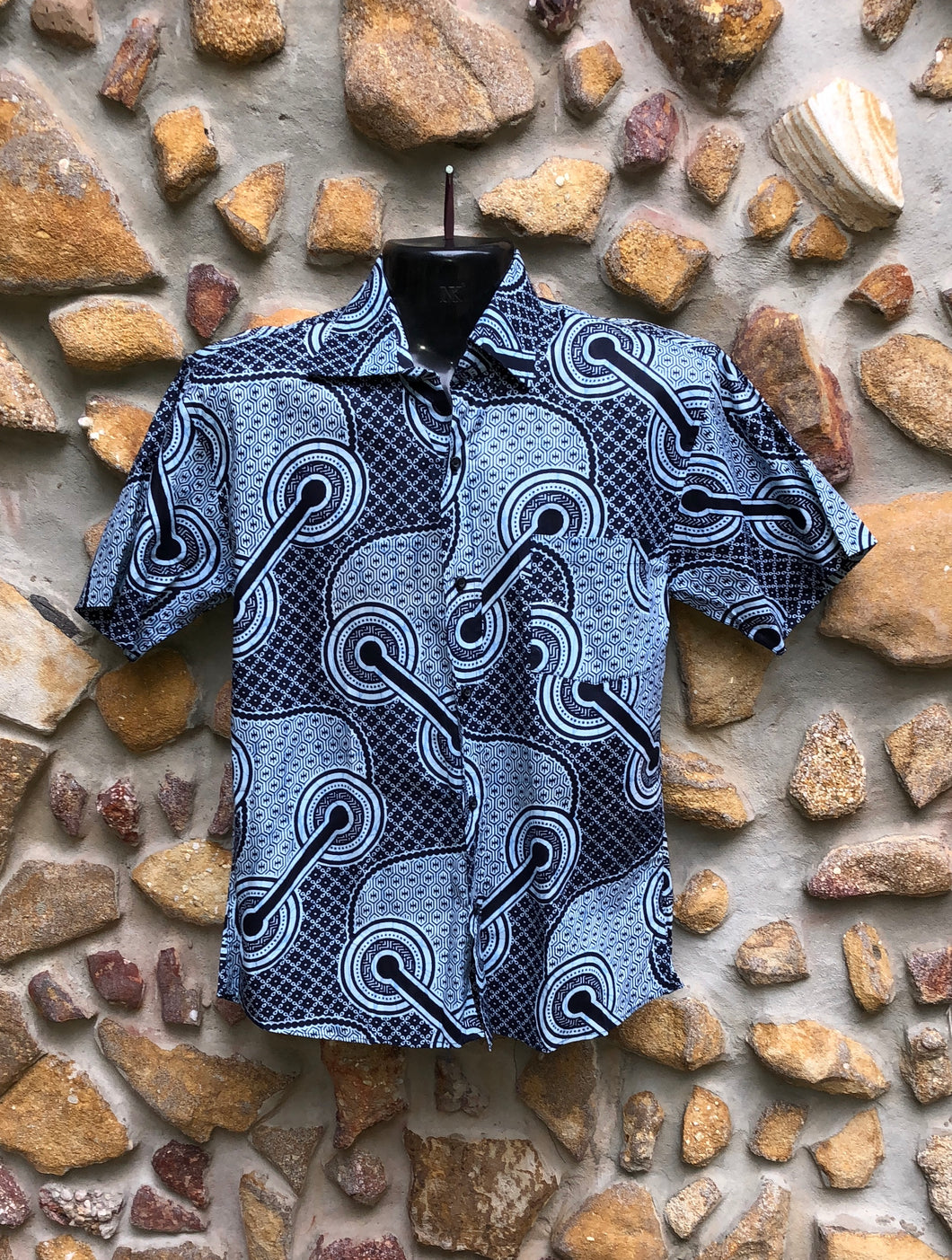 Small Love Shirt Cotton - Navy Dots African Print