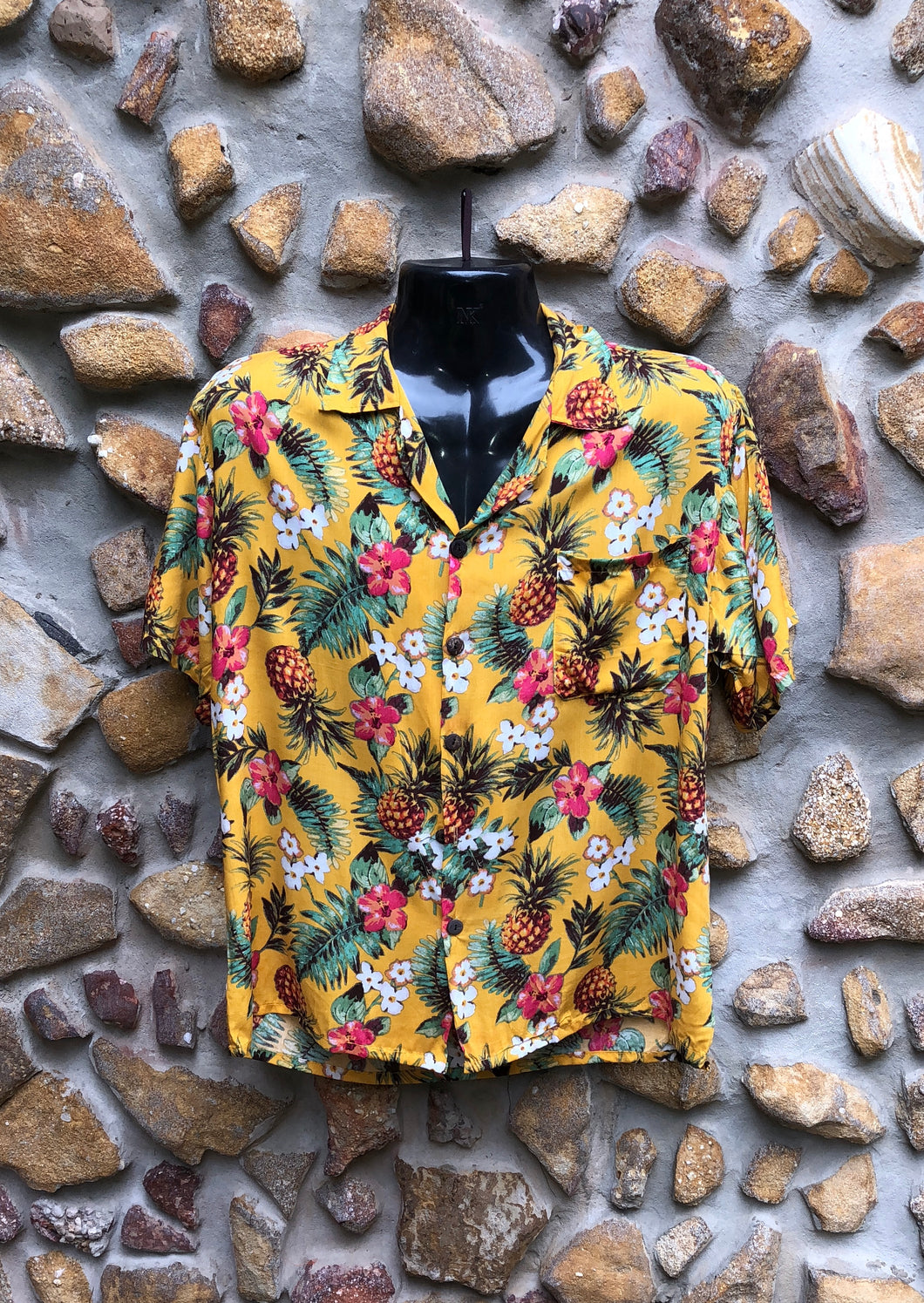 Small Love Shirt - Pineapples and Flowers on Yellow