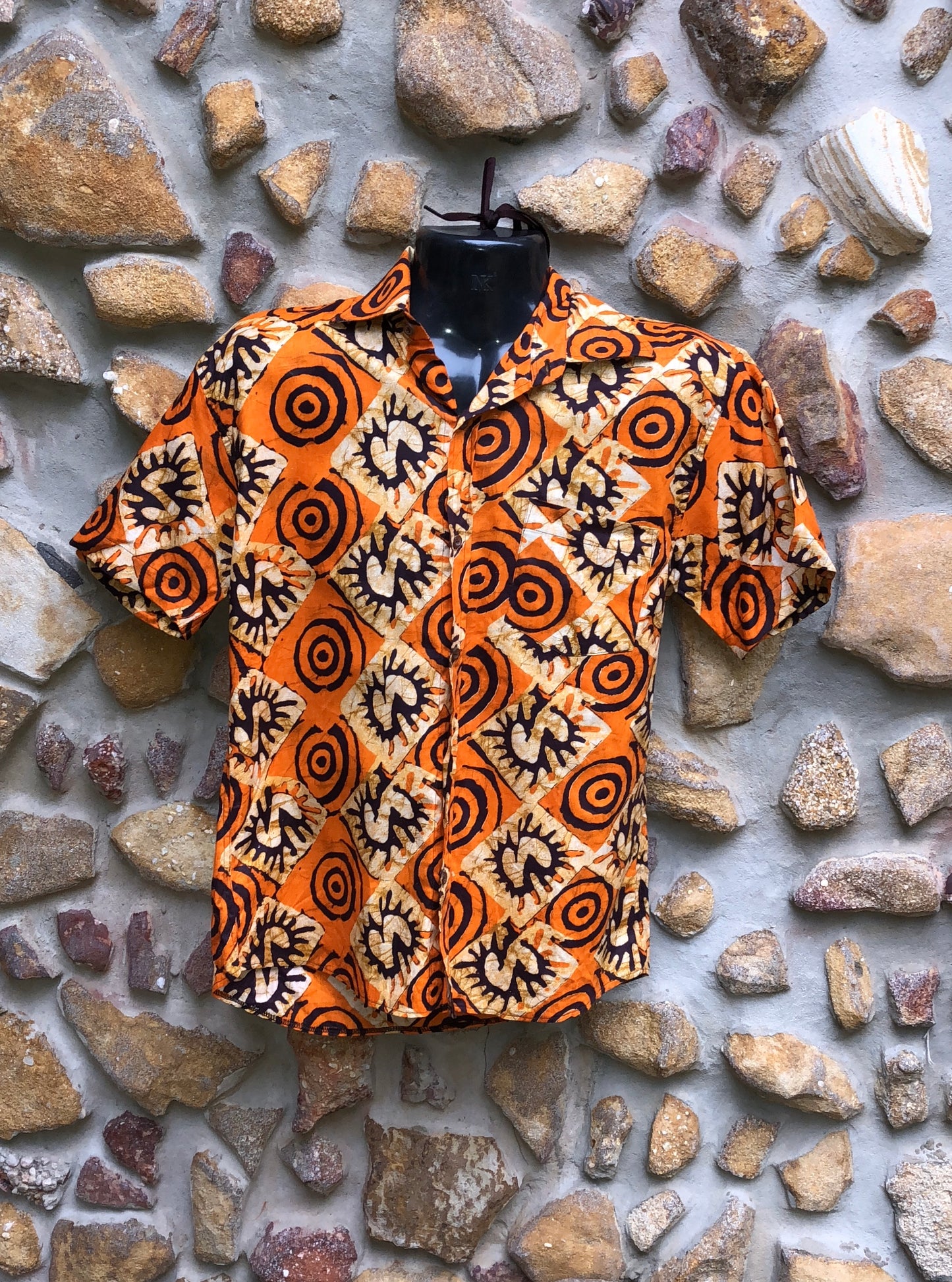 Small Love Shirt Cotton - Orange Swirls African Print