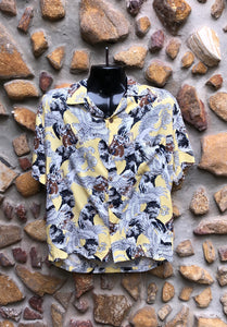 Small Love Shirt - Cranes on Lemon Yellow Japanese Print