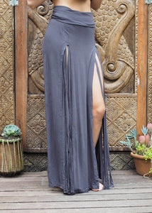 Split Tassel Maxi Skirt - Charcoal