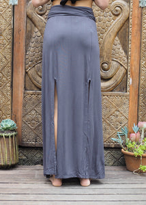 Split Tassel Maxi Skirt - Charcoal