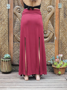 Split Tassel Maxi Skirt - Crimson