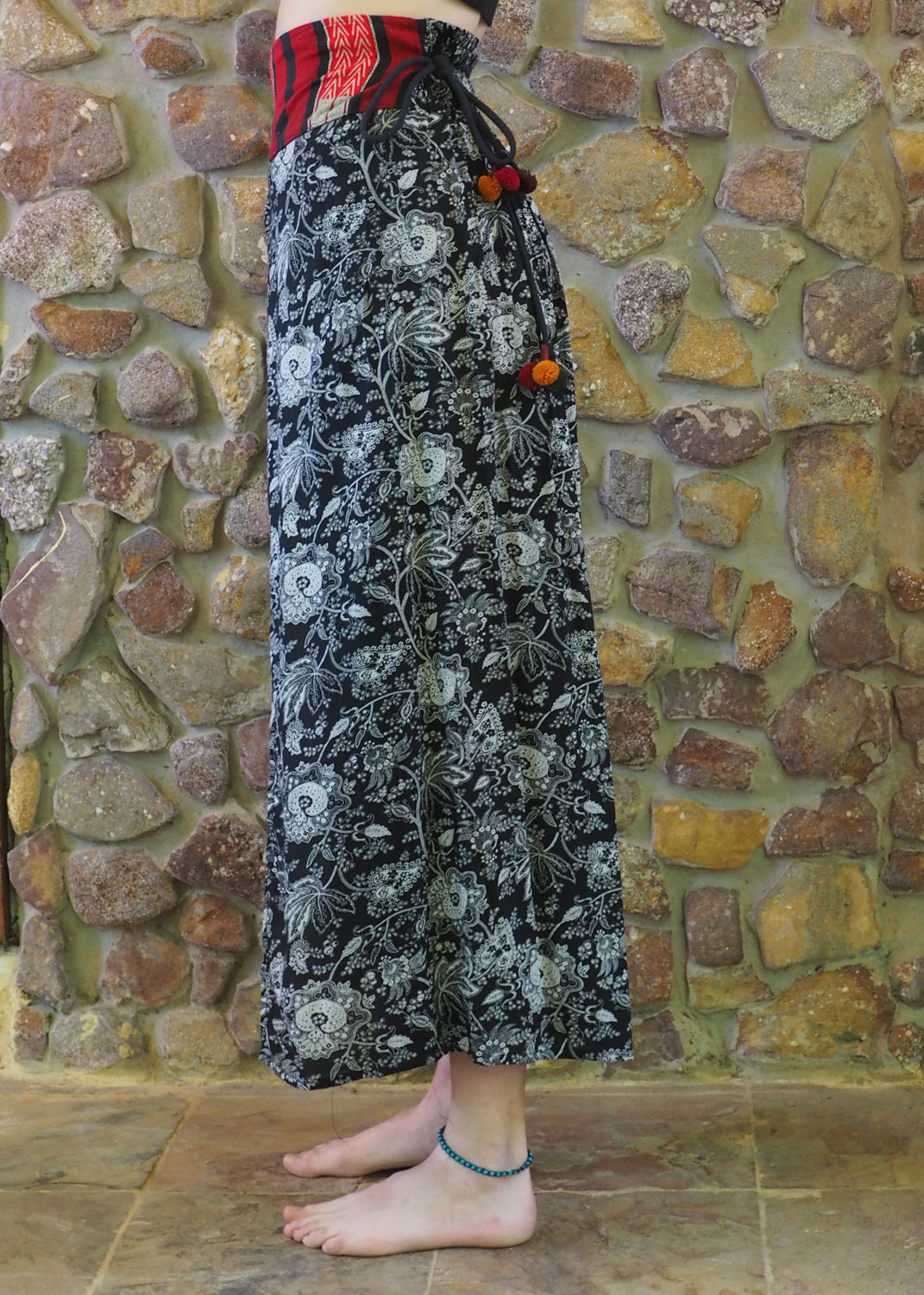 Tribal Pants with Pom Poms - Paisley