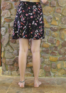 Wrap-Around Mini Skirt - Black Floral