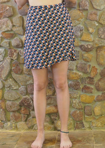 Wrap-Around Mini Skirt - Geometric