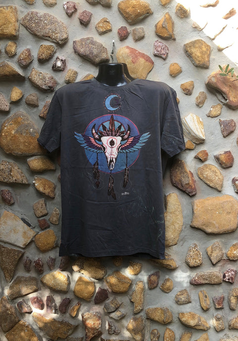 Extra Large Funky Tee - Bull Totem - Charcoal