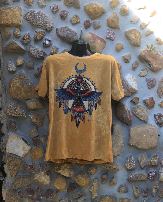 Extra Large Funky Tee - Eagle Totem - Mustard