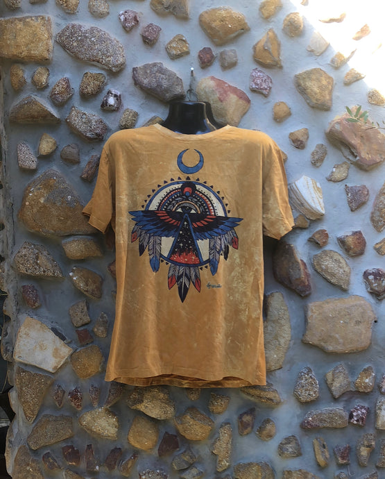 Extra Large Funky Tee - Eagle Totem - Mustard