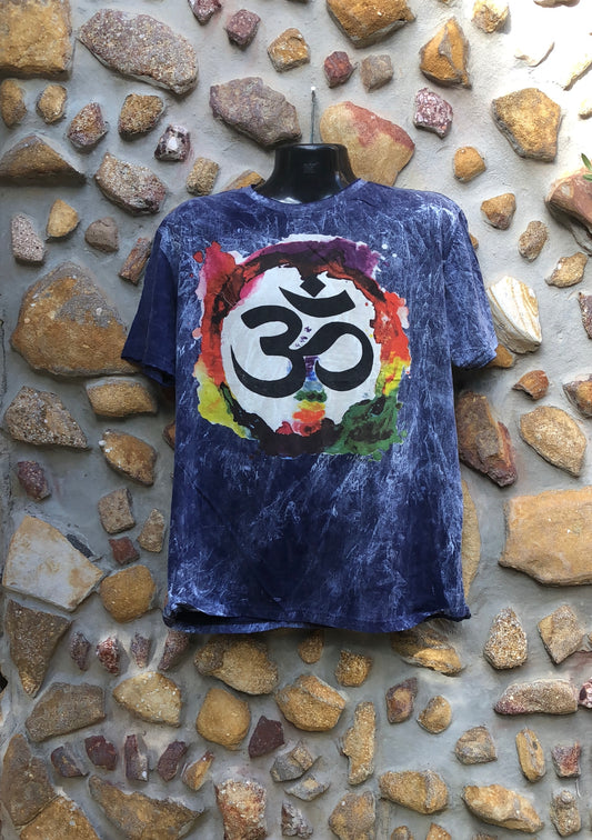 Extra Large Funky Tee - Om in a Rainbow - Navy