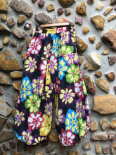 Load image into Gallery viewer, Flower genie pants with pockets - Black with Yellow