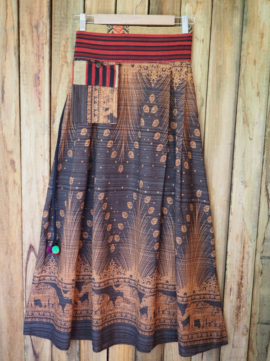 Feathery Long Skirt with Pocket - Charcoal
