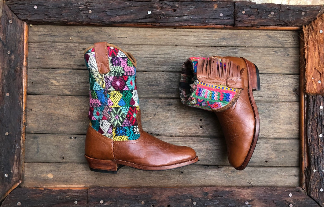 Size 40 - Convertible Cowgirl Boots -  Rainbow Shapes
