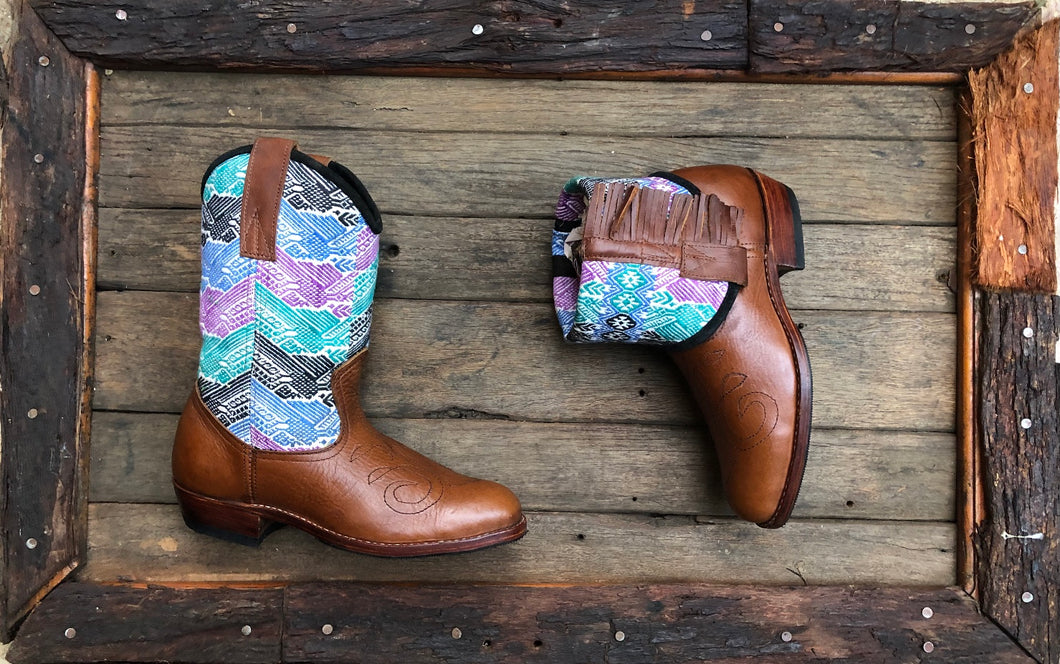 Size 40 - Convertible Cowgirl Boots - Brown Embroidery and Aztec
