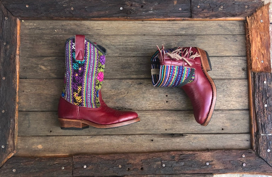 Size 36 - Convertible Cowgirl Boots -  Crimson Aztec