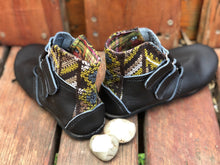 Load image into Gallery viewer, Size 31 Kids Adventure Boots - Black Leather with Natural Fabric