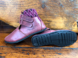 Size 34 Kids Adventure Boots - Pink Zigzags on Crimson